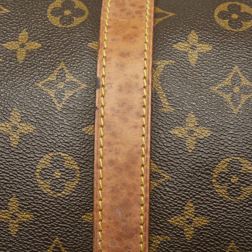 LOUIS VUITTON Authentic Brown Monogram Leather Keepall 55 Boston Bag - Picture 11 of 16